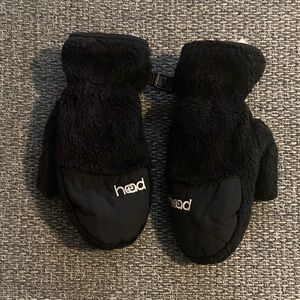 Head Black Fleece Kids Mittens